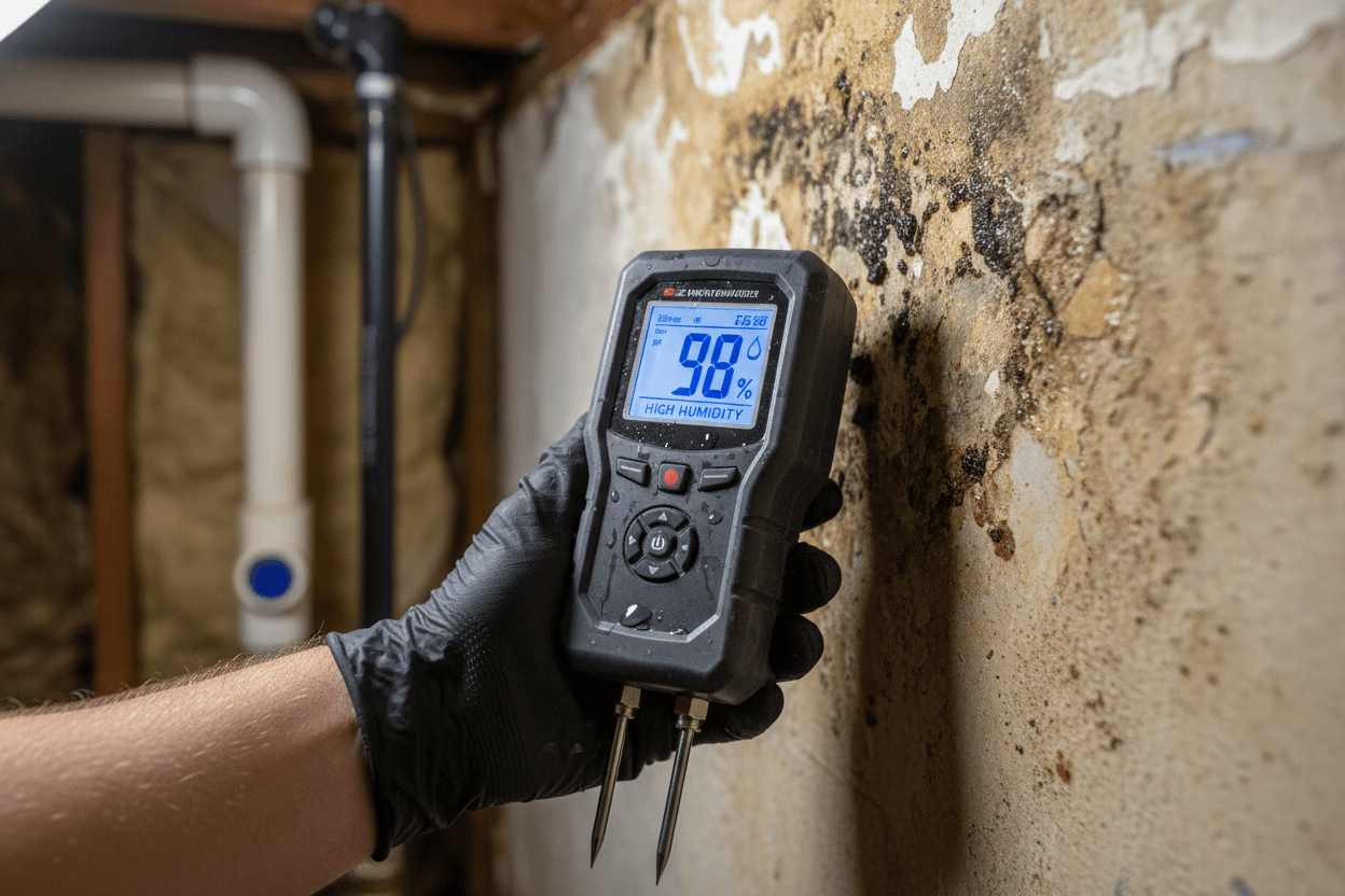 Professional moisture detection during crawl space inspection